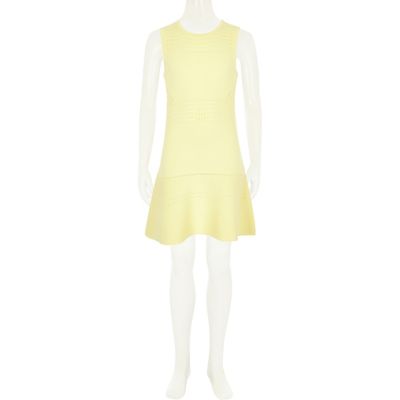 Girls yellow knitted flippy dress